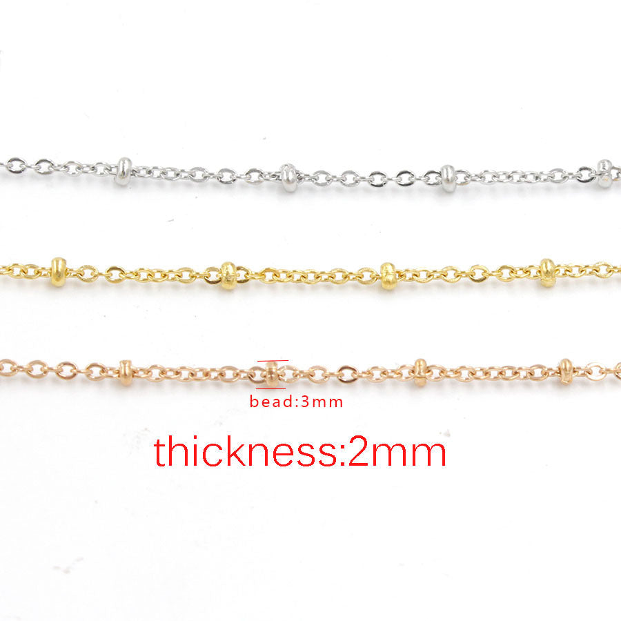 Spot Multi-size Stainless Steel Clip Bead Chain with Round Bead DIY Chain Necklace 40/45/50 /60/75cm