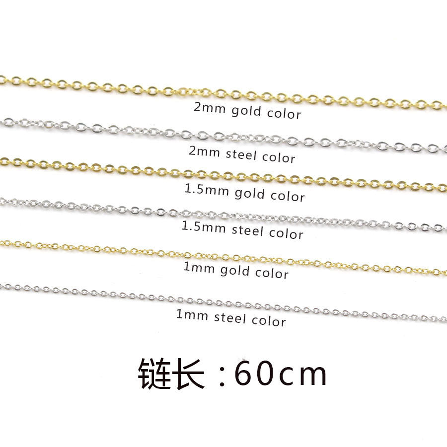 Stainless Steel Furnace Electroplating 18k Gold Square Cross Chain Necklace Cable Chains Necklace 60cm