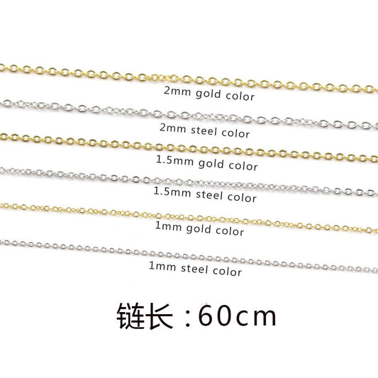 Stainless Steel Furnace Electroplating 18k Gold Square Cross Chain Necklace Cable Chains Necklace 60cm