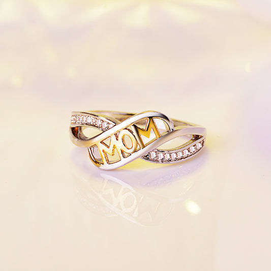 European and American Creative Love Mum Ring Plated with 18k Gold Color MOM Letters Mother's Day Gift