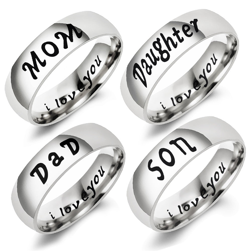 European and American New Family DAD Ring LOVE MOM SON DAUGHTER Mother's Day Father's Day Gift Jewelry