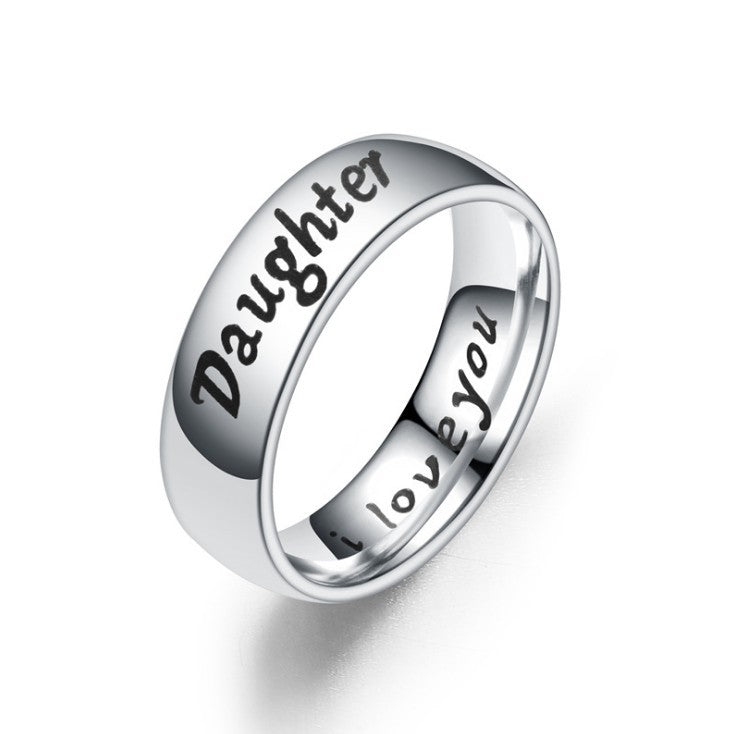Mom Daughter Son Dad Ring, Mother's Day Gift I Love You Ring Titanium Steel Jewelry