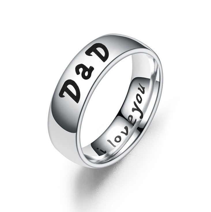 Mom Daughter Son Dad Ring, Mother's Day Gift I Love You Ring Titanium Steel Jewelry