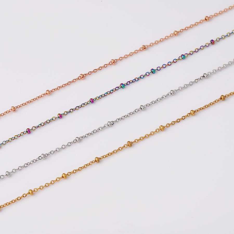 Spot Multi-size Stainless Steel Clip Bead Chain with Round Bead DIY Chain Necklace 40/45/50 /60/75cm