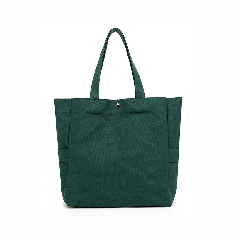 Canvas Bag Korean Version of Foreign Trade Literature and Art Solid Color Large Capacity Shoulder Tote Bag To Work Versatile Ins Women's Commuter Bag