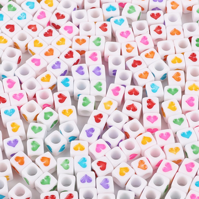 Acrylic Numbers English Alphabet Beads DIY Children's Beaded Jewelry Accessories, Loose Beads Square Beads 100 in A Pack