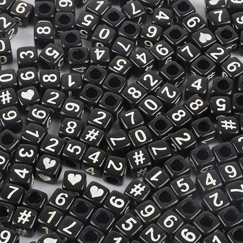 Acrylic Numbers English Alphabet Beads DIY Children's Beaded Jewelry Accessories, Loose Beads Square Beads 100 in A Pack