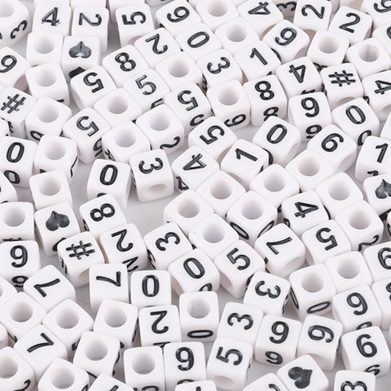 Acrylic Numbers English Alphabet Beads DIY Children's Beaded Jewelry Accessories, Loose Beads Square Beads 100 in A Pack
