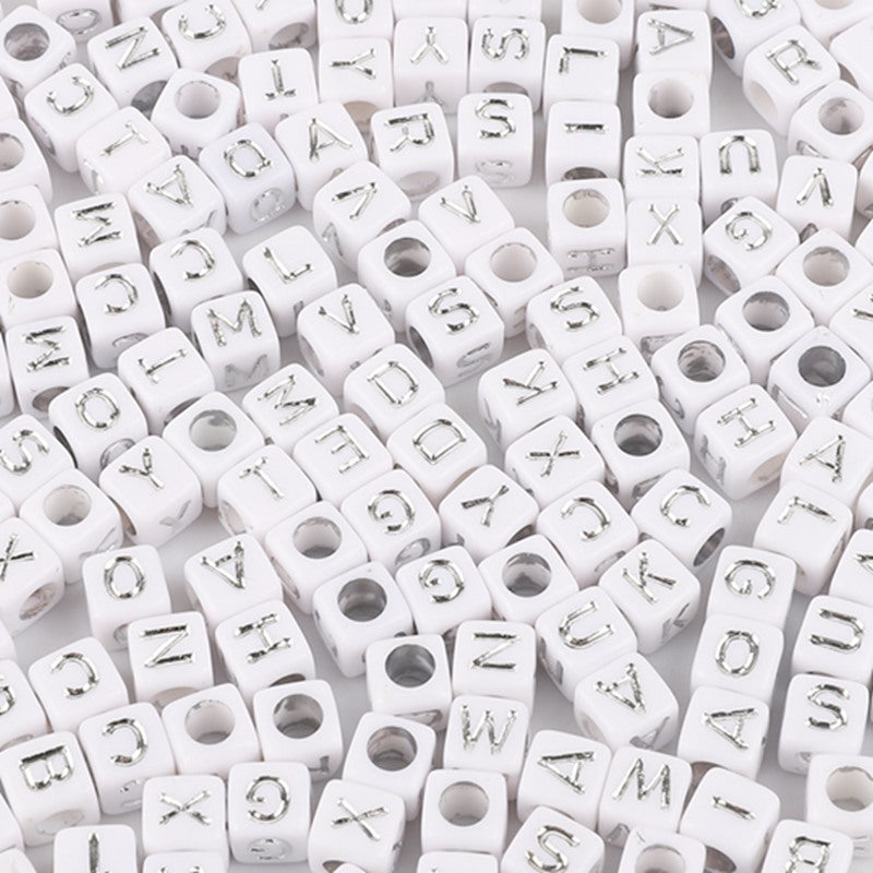 Acrylic Numbers English Alphabet Beads DIY Children's Beaded Jewelry Accessories, Loose Beads Square Beads 100 in A Pack