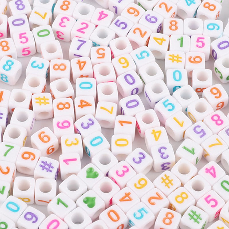 Acrylic Numbers English Alphabet Beads DIY Children's Beaded Jewelry Accessories, Loose Beads Square Beads 100 in A Pack