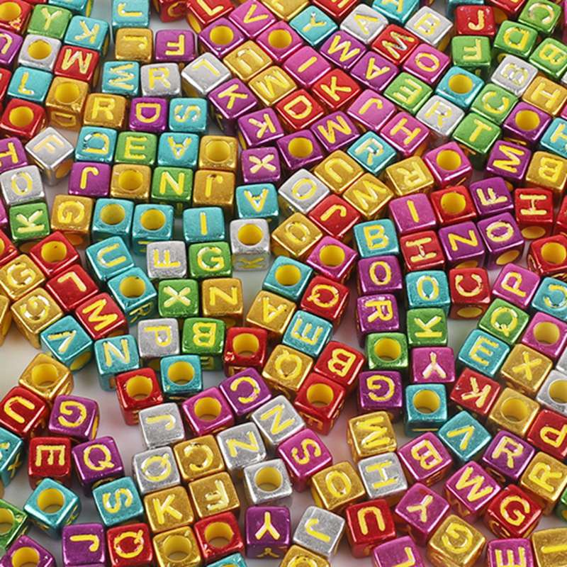 Acrylic Numbers English Alphabet Beads DIY Children's Beaded Jewelry Accessories, Loose Beads Square Beads 100 in A Pack
