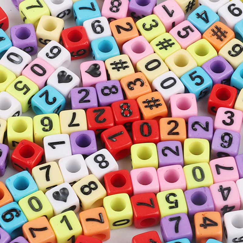Acrylic Numbers English Alphabet Beads DIY Children's Beaded Jewelry Accessories, Loose Beads Square Beads 100 in A Pack