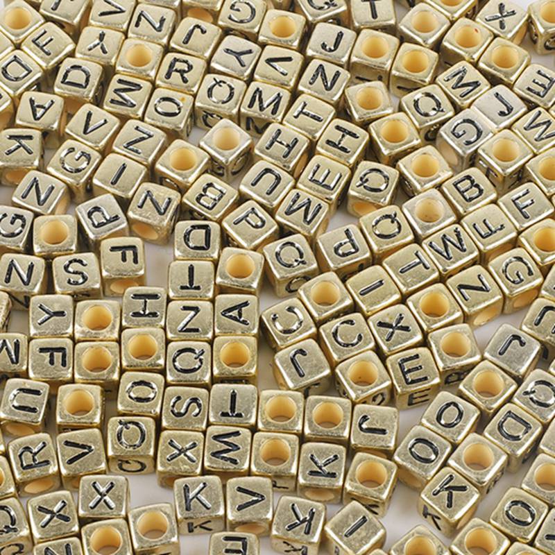 Acrylic Numbers English Alphabet Beads DIY Children's Beaded Jewelry Accessories, Loose Beads Square Beads 100 in A Pack