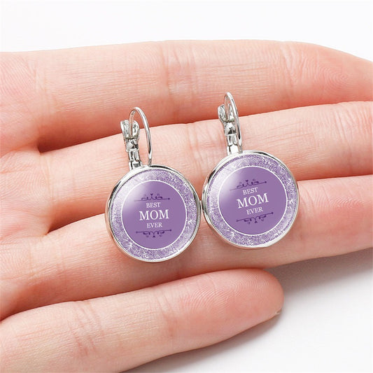 Europe and The United States Hot-selling Mother's Day Gifts, Mother's Love MOM Heart-shaped Time Gem Earrings, Korean Version of Simple Ear Hooks
