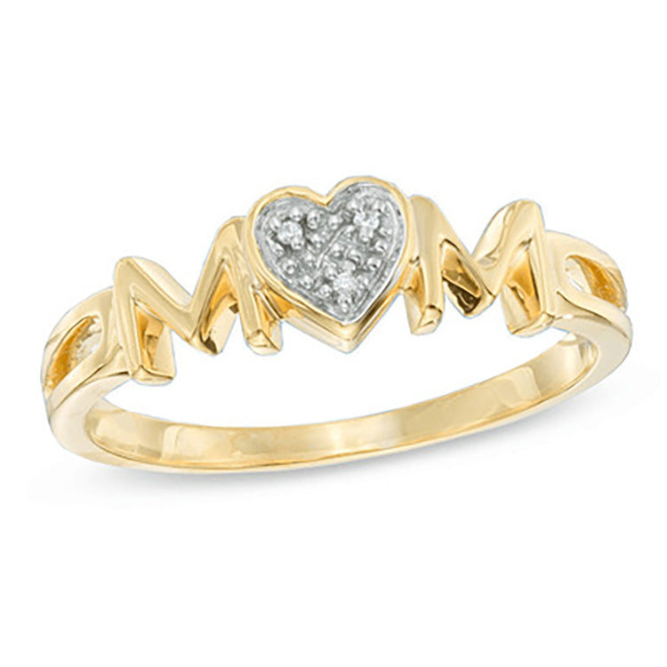 Accessories Mom Letter Ring, Love Mom Micro-diamond Gold-plated Ring