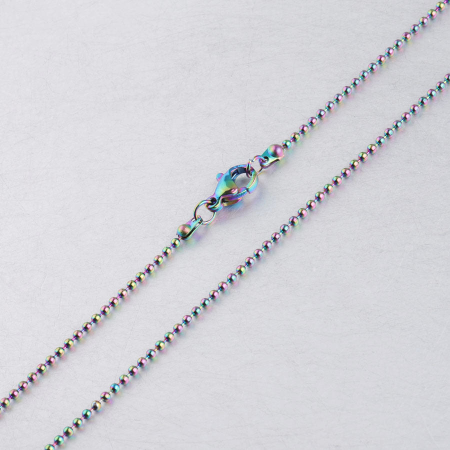 Stainless Steel Round Bead Chain Wave Chain DIY Pendant Jewelry with Chain Lobster Buckle Necklace 45cm