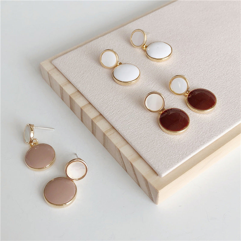S925 Silver Needle Natural Shell Earrings, Drop Glaze Earrings Femininity Korean Cold Wind Earrings Earrings