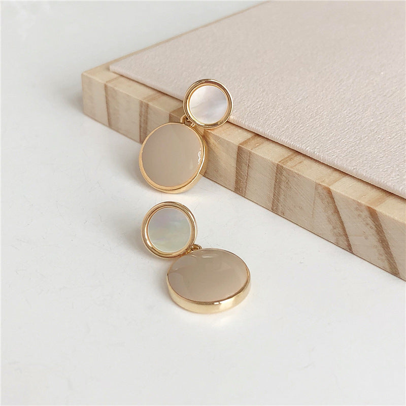 S925 Silver Needle Natural Shell Earrings, Drop Glaze Earrings Femininity Korean Cold Wind Earrings Earrings