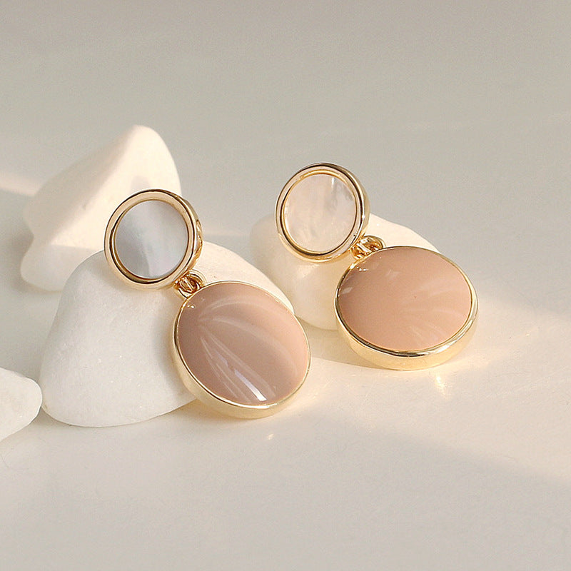S925 Silver Needle Natural Shell Earrings, Drop Glaze Earrings Femininity Korean Cold Wind Earrings Earrings