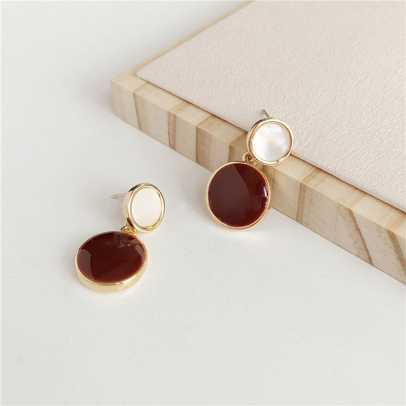 S925 Silver Needle Natural Shell Earrings, Drop Glaze Earrings Femininity Korean Cold Wind Earrings Earrings