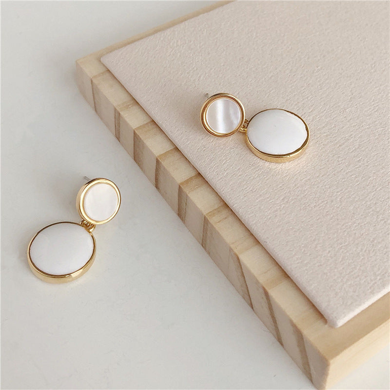 S925 Silver Needle Natural Shell Earrings, Drop Glaze Earrings Femininity Korean Cold Wind Earrings Earrings