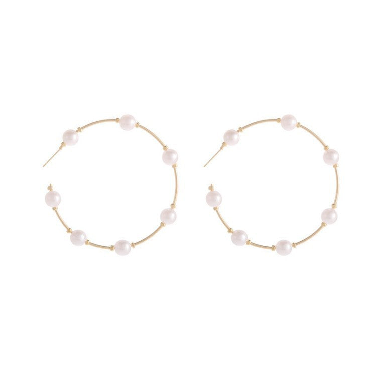 New Big Circle Creative Retro Pearl Earrings Pearl Oversized Earrings Circle Earrings Women