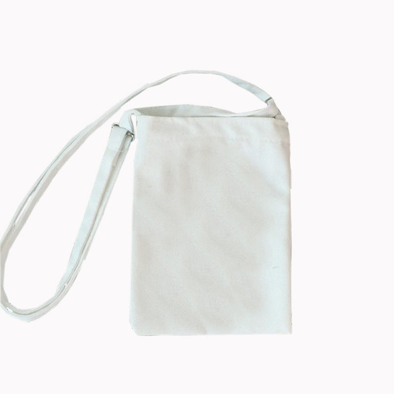 DIY Canvas Bag Printed Logo Small Messenger Bag Women's Mobile Phone Bag Simple Solid Color Blank Satchel Canvas Bag Spot