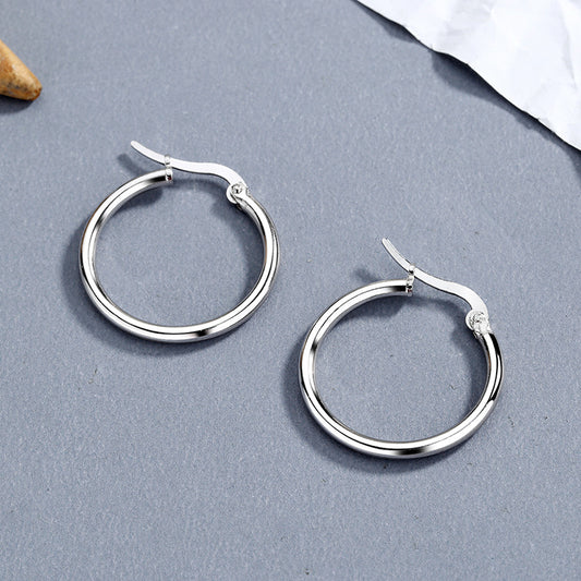 Earrings Korea, Temperament 925 Sterling Silver Simple Personality Geometric Hollow Ring Circle Earrings Earrings Ear Buckle Earrings