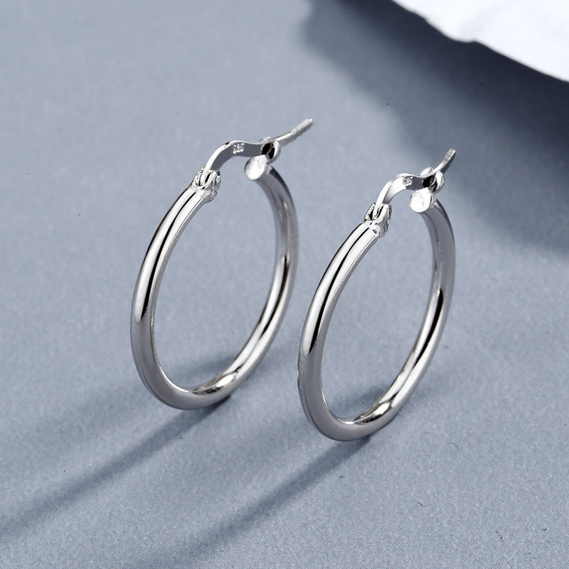 Earrings Korea, Temperament 925 Sterling Silver Simple Personality Geometric Hollow Ring Circle Earrings Earrings Ear Buckle Earrings