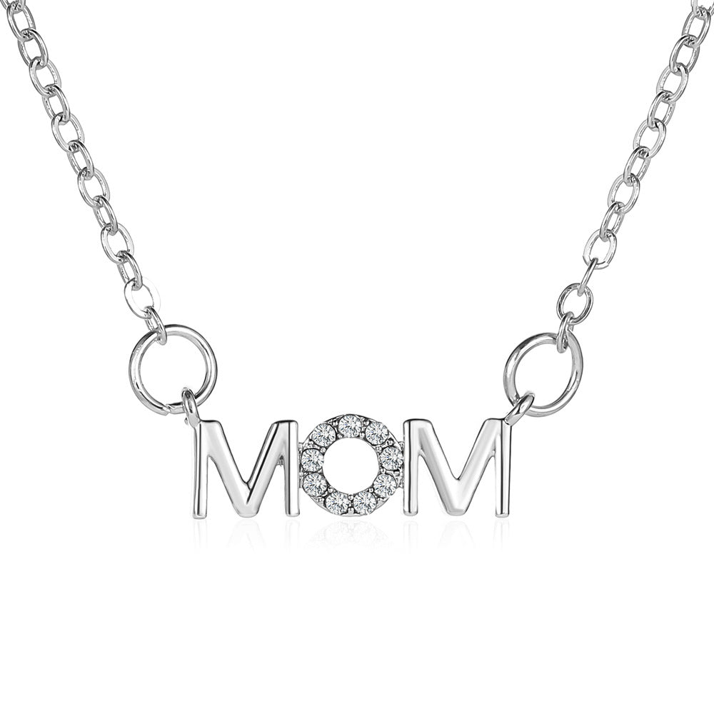 MOM Mother's Day Necklace, Simple and Versatile English Letter Necklace Mom Pendant Collarbone Chain Creative Holiday Gift