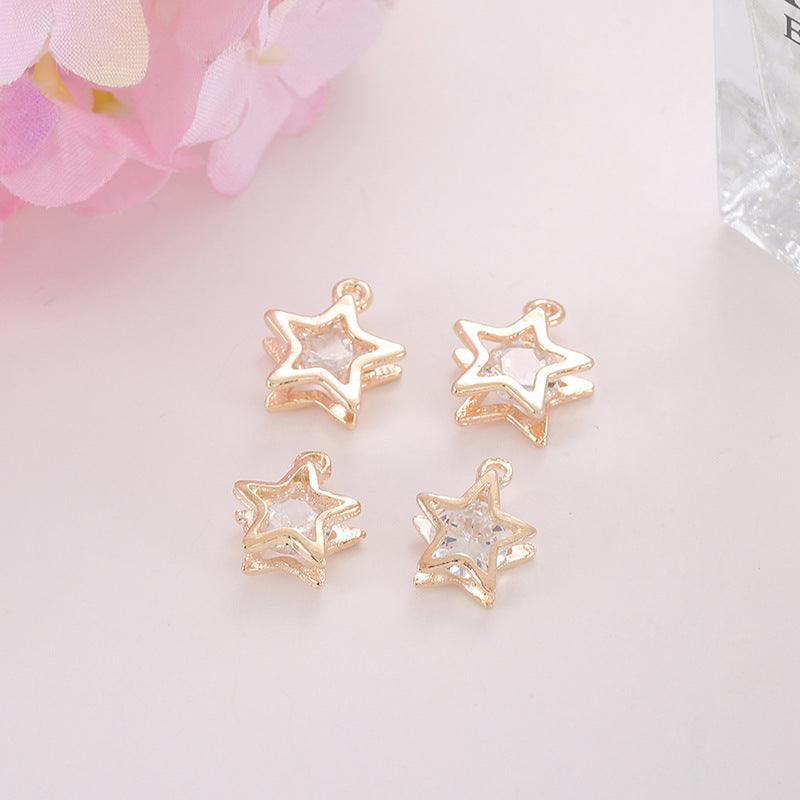 Zircon Inlaid with Hanging Claws Diamond Small Pendant Geometric DIY Handmade Earrings Necklace Pendant Headgear Accessories