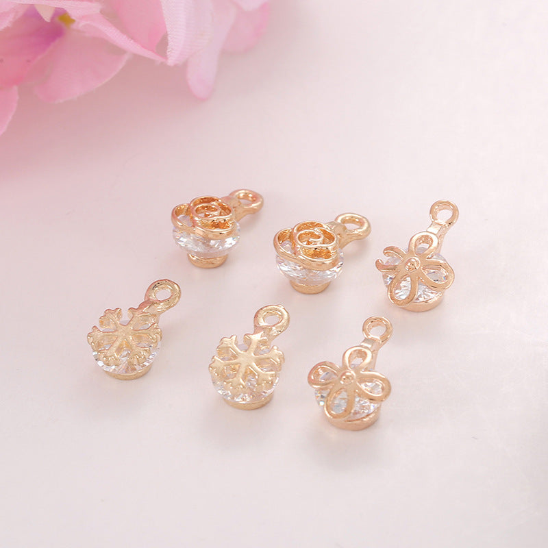 Zircon Inlaid with Hanging Claws Diamond Small Pendant Geometric DIY Handmade Earrings Necklace Pendant Headgear Accessories