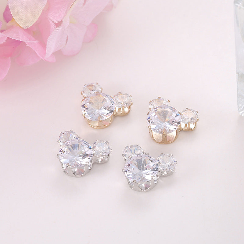 Zircon Inlaid with Hanging Claws Diamond Small Pendant Geometric DIY Handmade Earrings Necklace Pendant Headgear Accessories