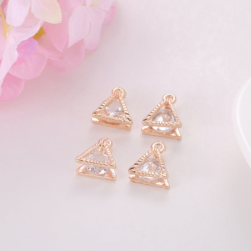 Zircon Inlaid with Hanging Claws Diamond Small Pendant Geometric DIY Handmade Earrings Necklace Pendant Headgear Accessories