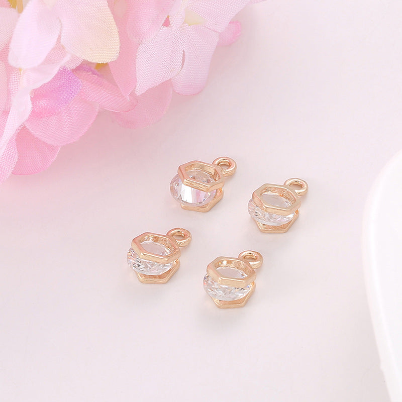 Zircon Inlaid with Hanging Claws Diamond Small Pendant Geometric DIY Handmade Earrings Necklace Pendant Headgear Accessories