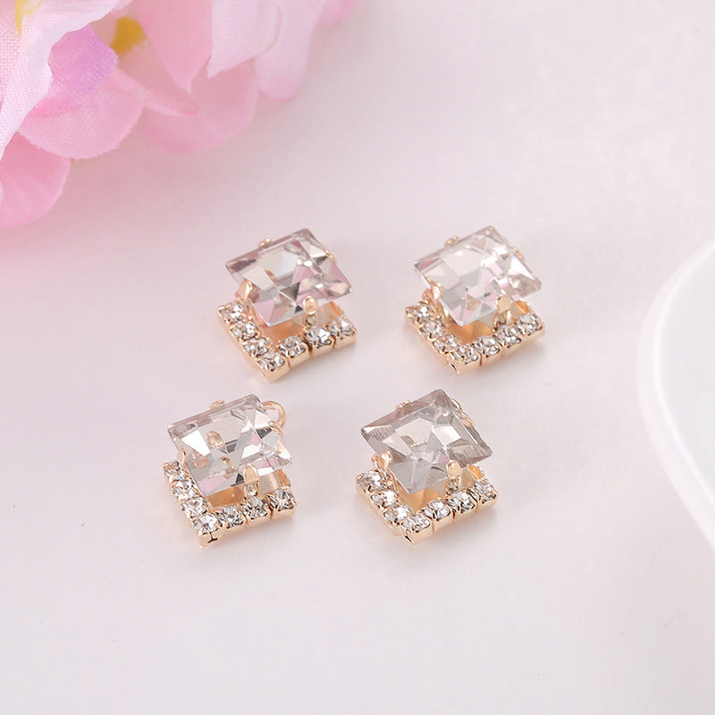 Zircon Inlaid with Hanging Claws Diamond Small Pendant Geometric DIY Handmade Earrings Necklace Pendant Headgear Accessories