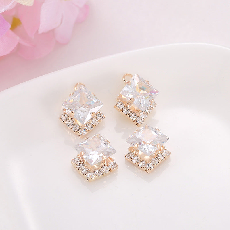 Zircon Inlaid with Hanging Claws Diamond Small Pendant Geometric DIY Handmade Earrings Necklace Pendant Headgear Accessories