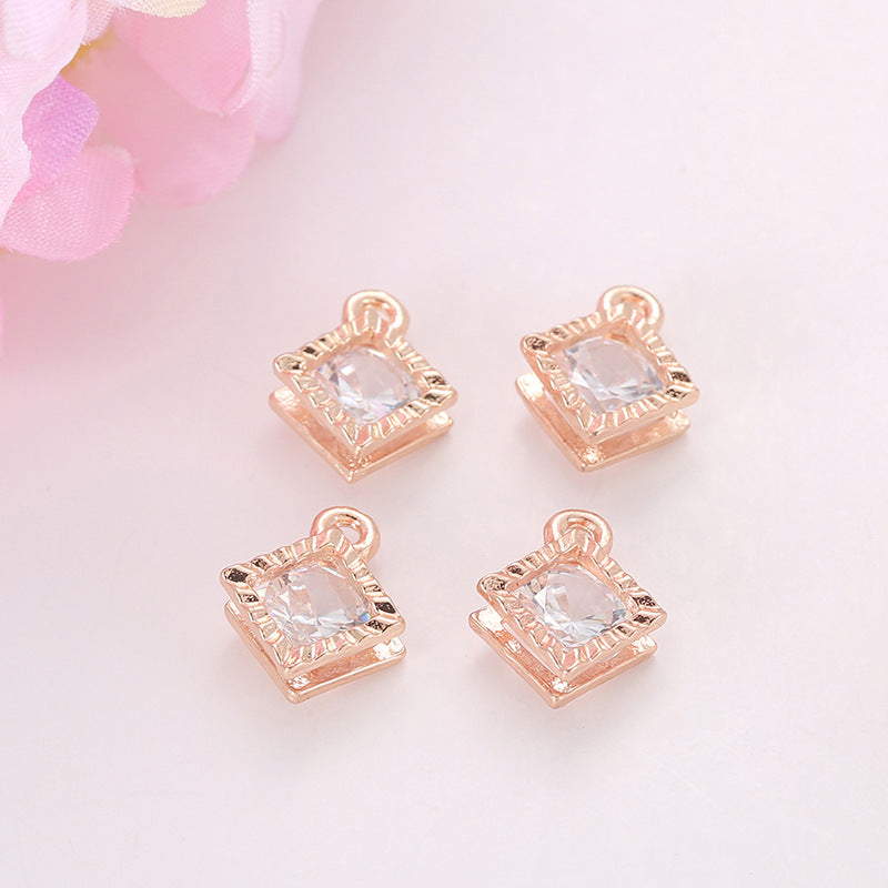 Zircon Inlaid with Hanging Claws Diamond Small Pendant Geometric DIY Handmade Earrings Necklace Pendant Headgear Accessories