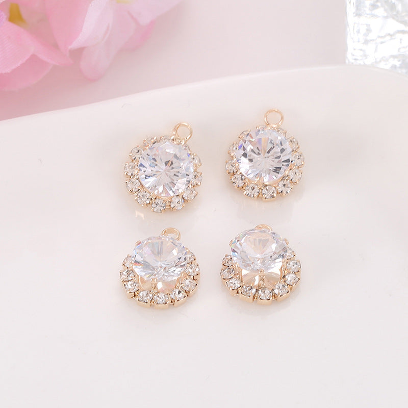 Zircon Inlaid with Hanging Claws Diamond Small Pendant Geometric DIY Handmade Earrings Necklace Pendant Headgear Accessories