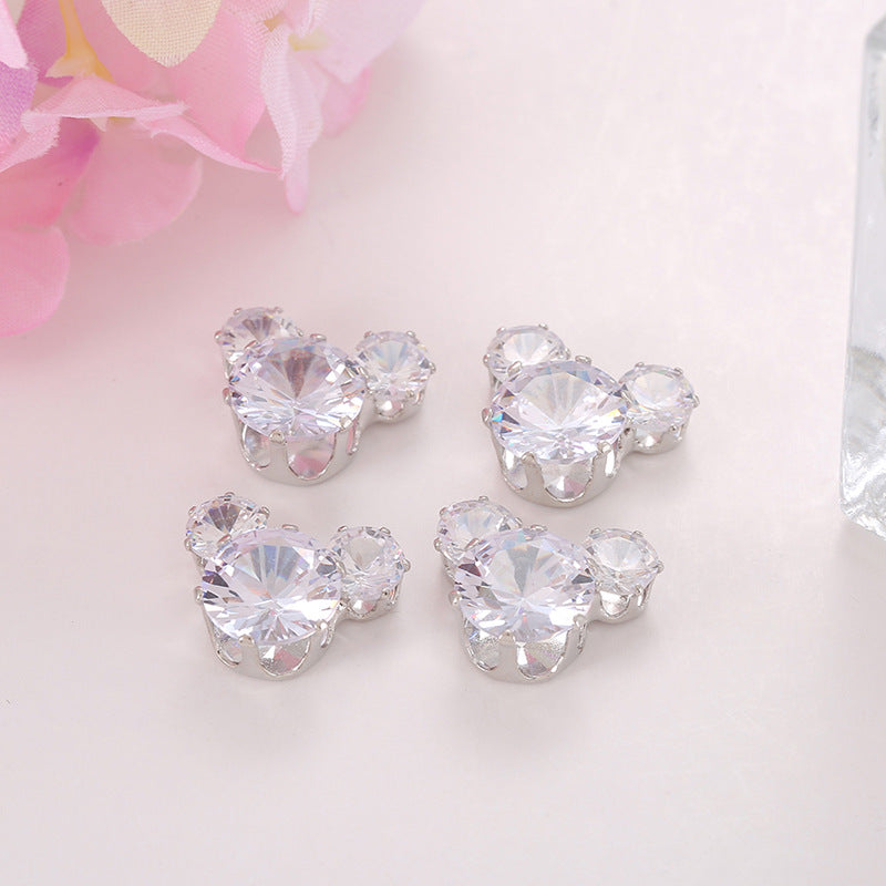 Zircon Inlaid with Hanging Claws Diamond Small Pendant Geometric DIY Handmade Earrings Necklace Pendant Headgear Accessories