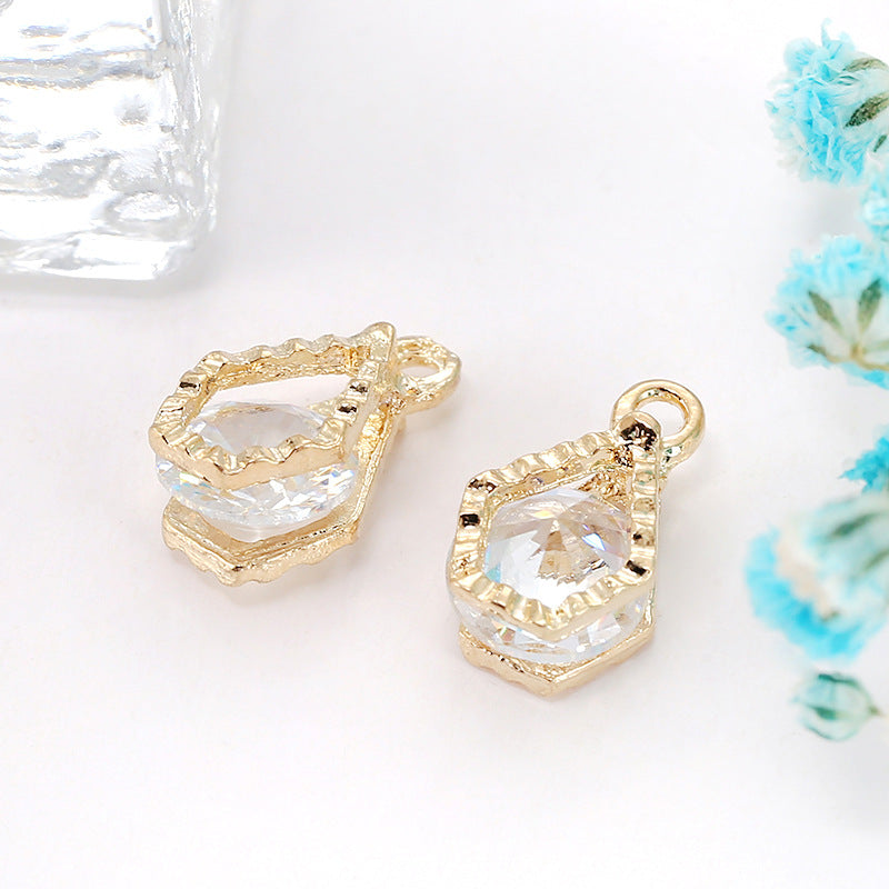 Zircon Inlaid with Hanging Claws Diamond Small Pendant Geometric DIY Handmade Earrings Necklace Pendant Headgear Accessories