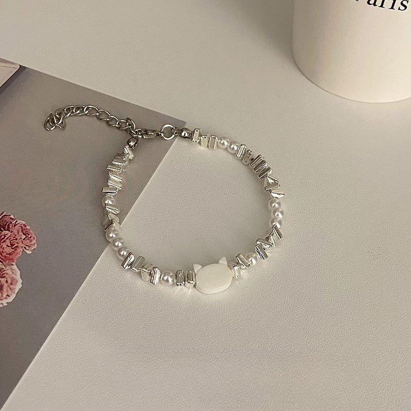 Personality Sweet Cool Baroque Pearl Love Bracelet Fashion Temperament Lucky Lucky Hang Tag Bracelet Personality Jewelry