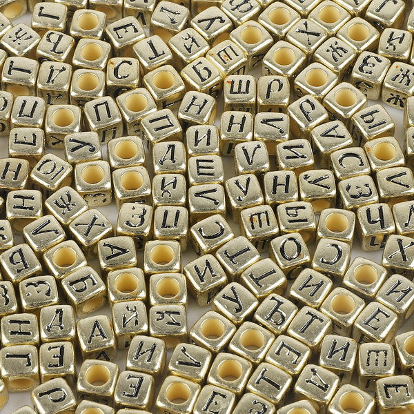 Acrylic Numbers English Alphabet Beads DIY Children's Beaded Jewelry Accessories, Loose Beads Square Beads 100 in A Pack
