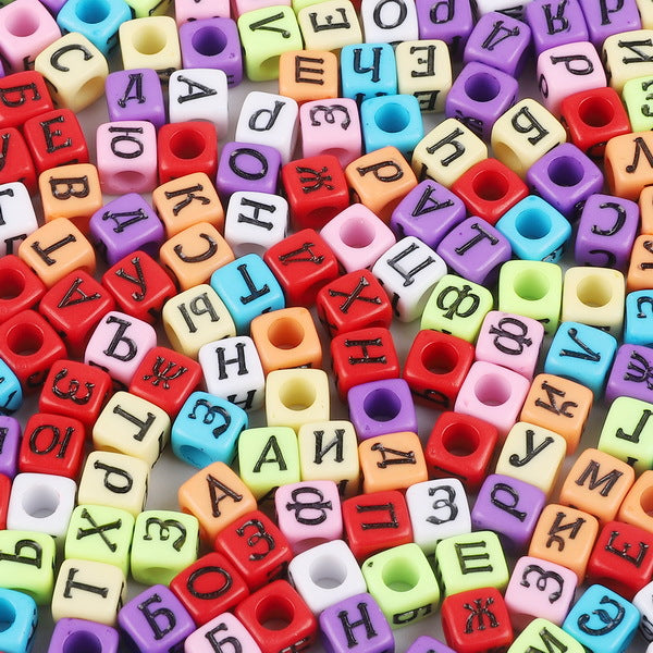 Acrylic Numbers English Alphabet Beads DIY Children's Beaded Jewelry Accessories, Loose Beads Square Beads 100 in A Pack