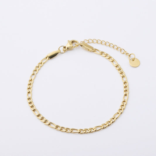 Stainless Steel Gold-plated Cuban Anklet, Simple Stainless Steel Bracelet Ins Cold Wind Femininity Hand Jewelry