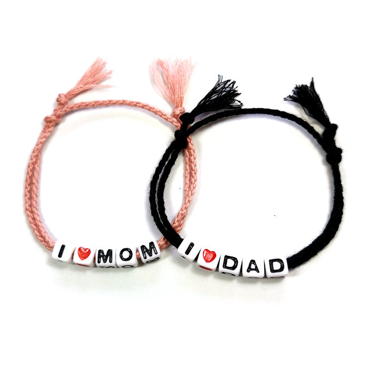 Mother's Day Father's Day Bracelet Gifts, European and American Foreign Trade Hand Rope Letter Mom Mom Dad Dad Bracelet