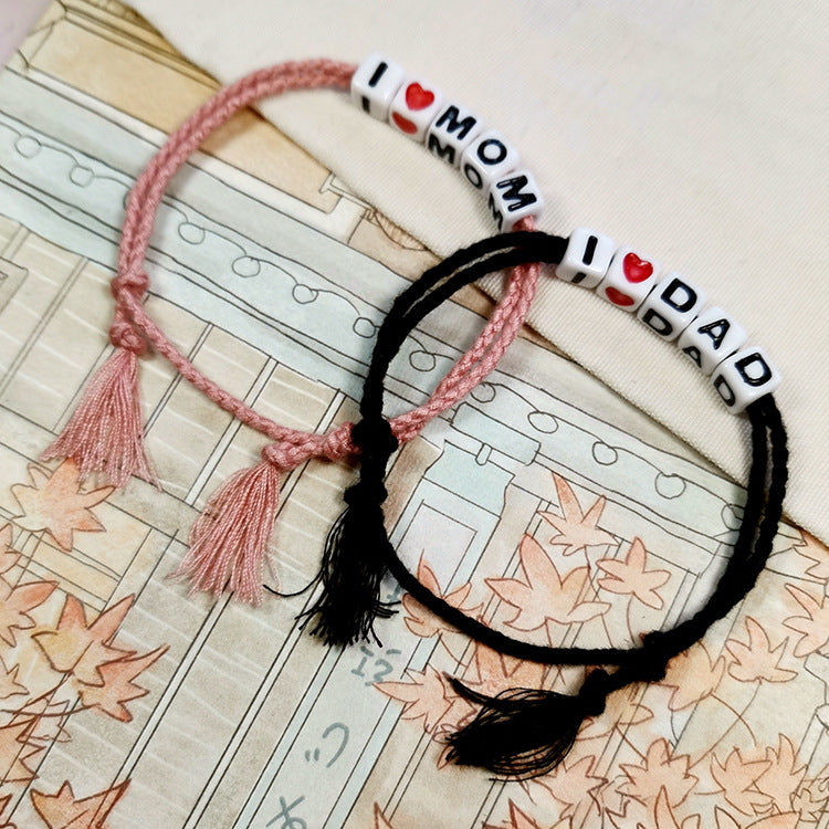 Mother's Day Father's Day Bracelet Gifts, European and American Foreign Trade Hand Rope Letter Mom Mom Dad Dad Bracelet
