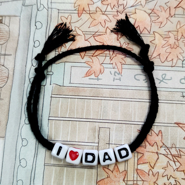 Mother's Day Father's Day Bracelet Gifts, European and American Foreign Trade Hand Rope Letter Mom Mom Dad Dad Bracelet