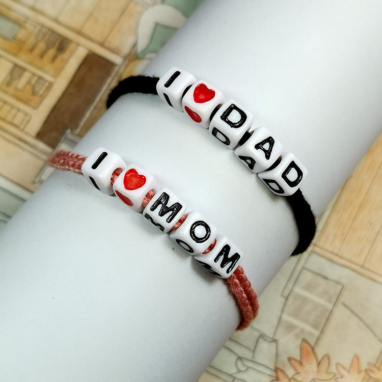 Mother's Day Father's Day Bracelet Gifts, European and American Foreign Trade Hand Rope Letter Mom Mom Dad Dad Bracelet