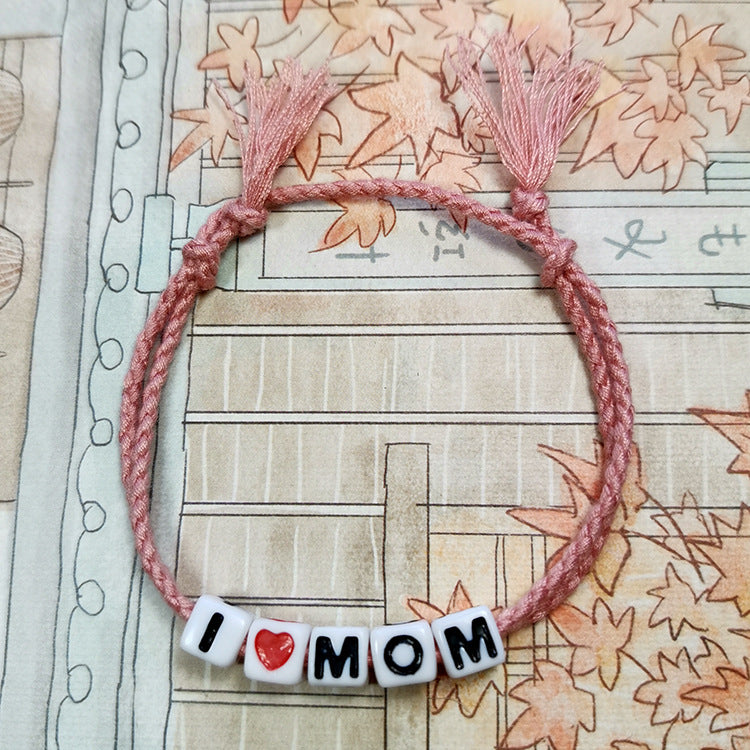 Mother's Day Father's Day Bracelet Gifts, European and American Foreign Trade Hand Rope Letter Mom Mom Dad Dad Bracelet